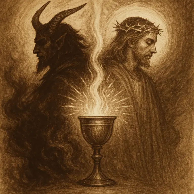 concise description of the paradox (Azazel shadow-fire + Christos radiant crown).